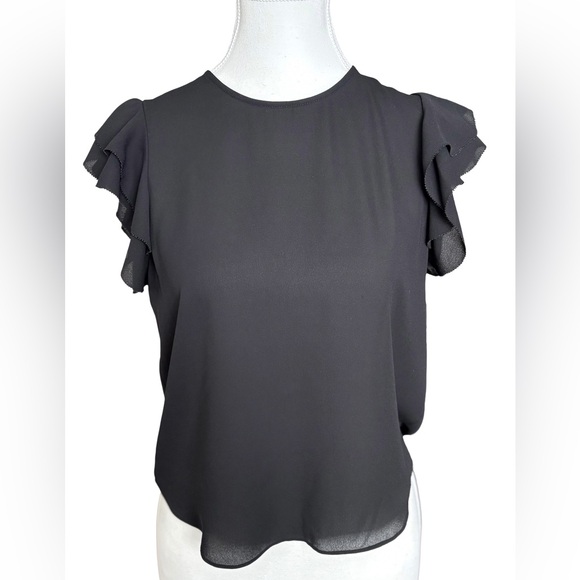 Sunday Best Tops - Aritzia Sunday Best Black Ruffle Sleeve Blouse Size S Flutter Sleeve Top